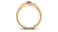 Real Amethyst Stackable Ring Set with Diamond Stones
