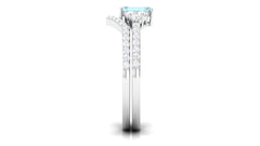 Aquamarine and Diamond Ring Set in Prong Setting