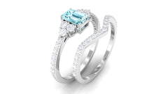 Aquamarine and Diamond Ring Set in Prong Setting