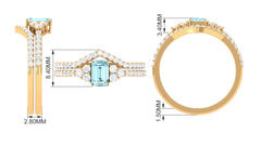 Aquamarine and Diamond Ring Set in Prong Setting