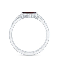 Natural Garnet Marquise Engagement Wedding Ring Set of 3 with Diamond