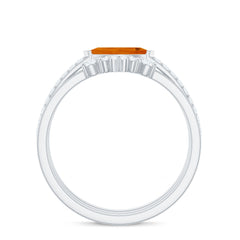Marquise Shape Fire Opal Ring Set with Diamond