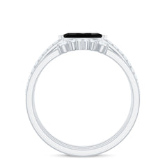 Natural Marquise Black Spinel Diamond 3 Piece Bridal Ring Set