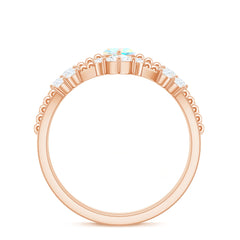 Certified Real Ethiopian Opal Marquise Engagement Wedding Ring Set of 2