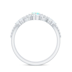 Certified Real Ethiopian Opal Marquise Engagement Wedding Ring Set of 2