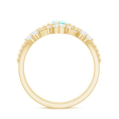Certified Real Ethiopian Opal Marquise Engagement Wedding Ring Set of 2