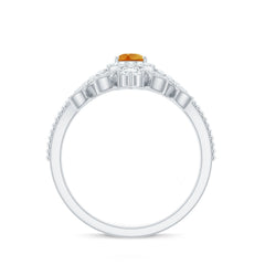 Certified Real Citrine Moissanite Teardrop Engagement Ring with Enhancer