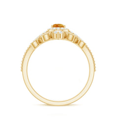 Certified Real Citrine Moissanite Teardrop Engagement Ring with Enhancer