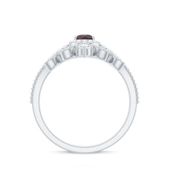 Natural Garnet Diamond Vintage Wedding Bridal Ring Set
