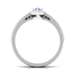 Vintage Looking Tanzanite Diamond Wedding Bridal Ring Set of 2
