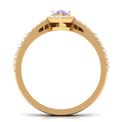 Vintage Looking Tanzanite Diamond Wedding Bridal Ring Set of 2