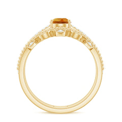 Natural Citrine Double Band Engagement Ring with Enhancer