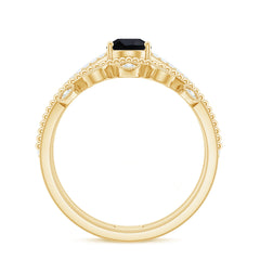 Vintage Style Black Spinel Diamond Wedding Ring Set for Women