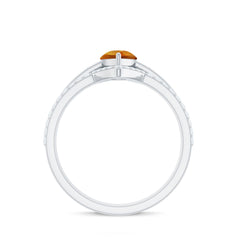 Natural Pear Shape Citrine Wedding Bridal Ring Set of 3 with Certificate