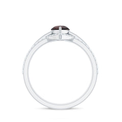Natural Pear Shaped Garnet Diamond 3 Piece Bridal Ring Set