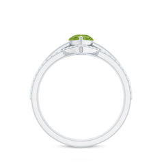 Certified Real 1 Carat Peridot Trio Wedding Ring Set with Moissanite