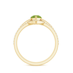 Certified Real 1 Carat Peridot Trio Wedding Ring Set with Moissanite