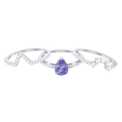 Natural Tanzanite Diamond 3 Piece Wedding Ring Set