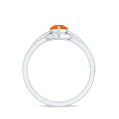 Pear Cut Fire Opal Trio Wedding Ring Set with Moissanite