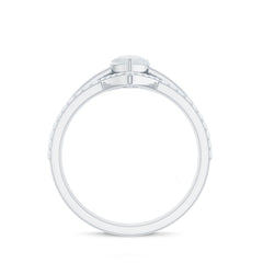 Pear Cut Moonstone Trio Wedding Ring Set with Moissanite