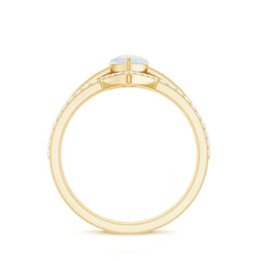 Pear Cut Moonstone Trio Wedding Ring Set with Moissanite