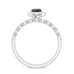 Natural 5X7mm Pear Shape Garnet Wedding Engagement Ring Set of 2