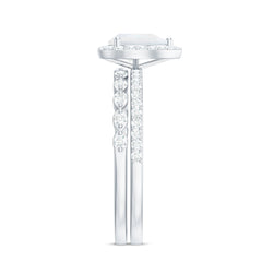 Teardrop Moonstone Bridal Ring Set with Diamond