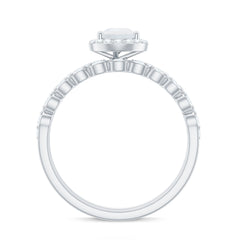 Teardrop Moonstone Bridal Ring Set with Diamond