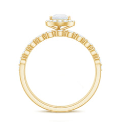 Teardrop Moonstone Bridal Ring Set with Diamond