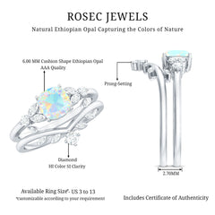 Genuine Ethiopian Opal Engagement Ring with Diamond Enhancer