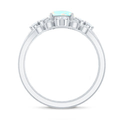 Genuine Ethiopian Opal Engagement Ring with Diamond Enhancer
