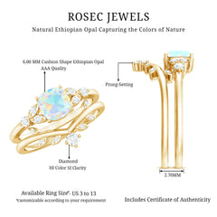Genuine Ethiopian Opal Engagement Ring with Diamond Enhancer