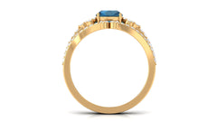 Cushion Cut London Blue Topaz Designer Wedding Ring Set with Diamond Band