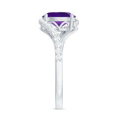 Oval Solitaire Amethyst Engagement Ring with Diamond