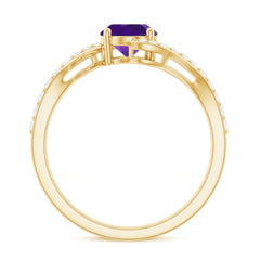 Oval Solitaire Amethyst Engagement Ring with Diamond