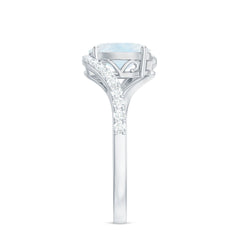 Oval Cut Solitaire Moonstone and Diamond Bypass Ring