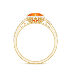 1.25 CT Designer Fire Opal and Diamond Engagement Ring