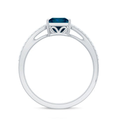 6mm Princess Cut London Blue Topaz Solitaire Engagement Ring with Certificate