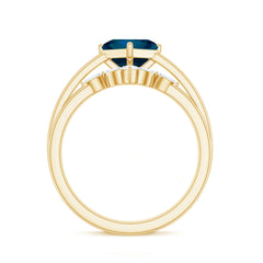 Princess Cut London Blue Topaz Designer Wedding Ring Set for Women