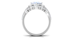 Moonstone and Moissanite Statement Wedding Ring Set
