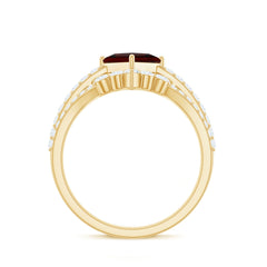 Natural Princess Cut Garnet Diamond Wedding Bridal Ring Set