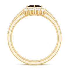 Natural Garnet Diamond 3 Piece Bridal Ring Set