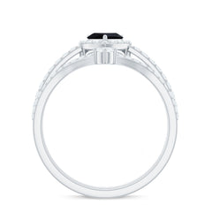 Created Black Diamond Heart Engagement Ring Set with Diamond