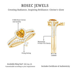 Certified Real Citrine Heart Shape Engagement Ring with Enhancer