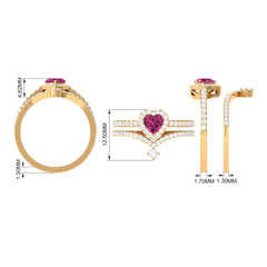 Genuine Pink Tourmaline Ring Set with Moissanite