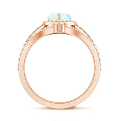 Natural Ethiopian Rainbow Opal Heart Shaped Engagement Ring with Enhancer