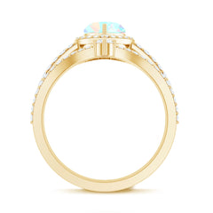 Natural Ethiopian Rainbow Opal Heart Shaped Engagement Ring with Enhancer