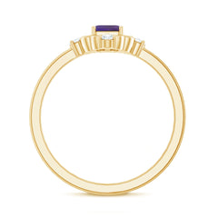Vintage Inspired Amethyst Solitaire Ring with Diamond