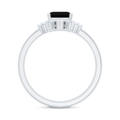 Lab Created Black Diamond Solitaire Wedding Ring Set with Diamond