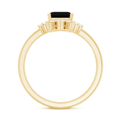 Lab Created Black Diamond Solitaire Wedding Ring Set with Diamond